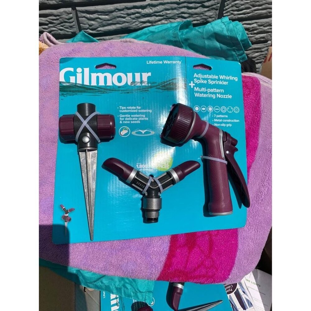 NEW 3 Piece Gilmour Sprinkler, Water Nozzle Set Purple Home Garden DIY Plants Z7